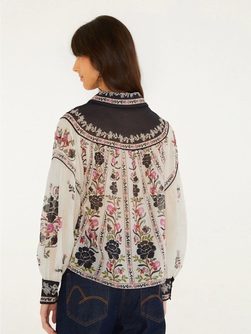 FARM Rio Delicate Floral Collared Buttoned Blouse - Picture 3 of 4